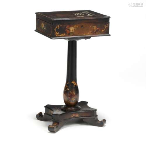 Antique Continental Lacquered Sewing Stand