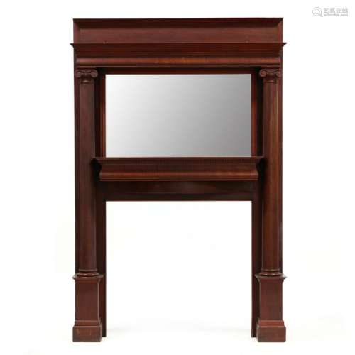 American Late Classical Carved Mahogany Mantel