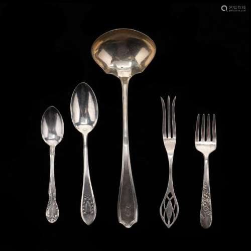 A Group of Sterling Silver and Silverplate Flatware