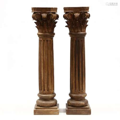 Pair of Carved Mahogany Pedestals