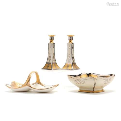 Four Pieces of Art Nouveau Style Porcelain