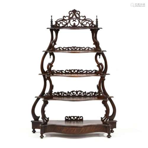 Victorian Carved Walnut Etagere