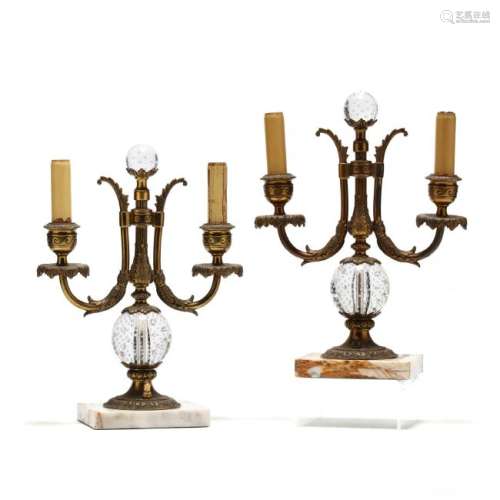 Pair of Vintage Electric Double Stem Table Lamps