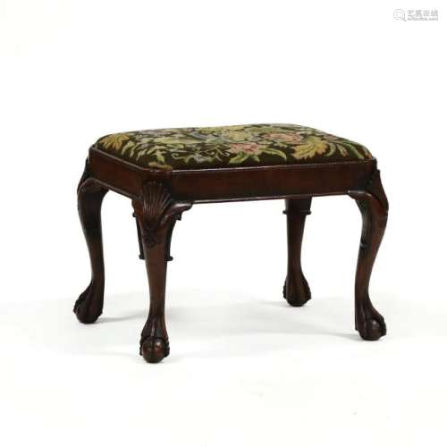 English Chippendale Style Antique Mahogany Footstool