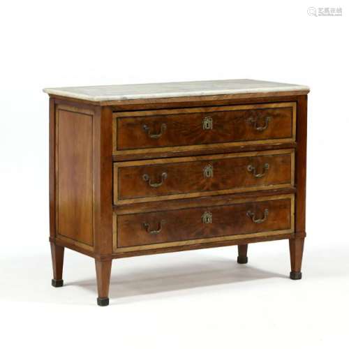 An Antique Inlaid Italian Marble Top Commode