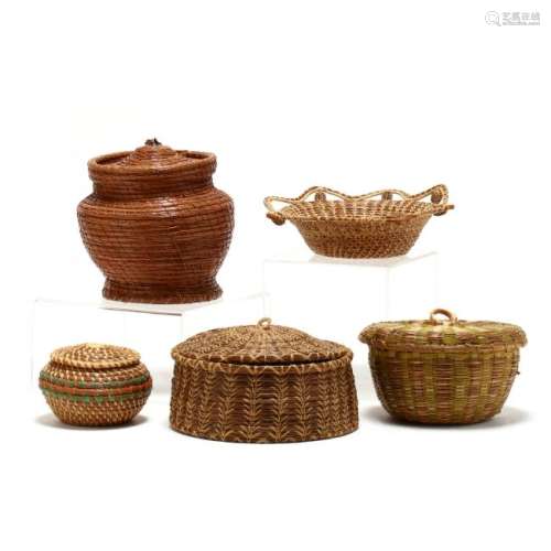Five Pine Needle Baskets