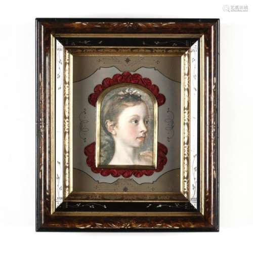 Antique Eastlake Picture Frame with Portrait Print