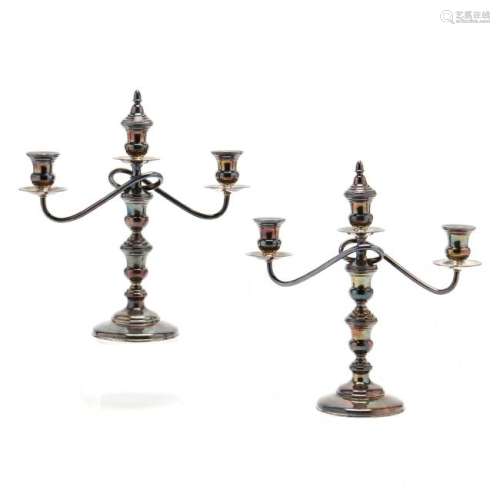 A Pair of .950 Silver Candelabra