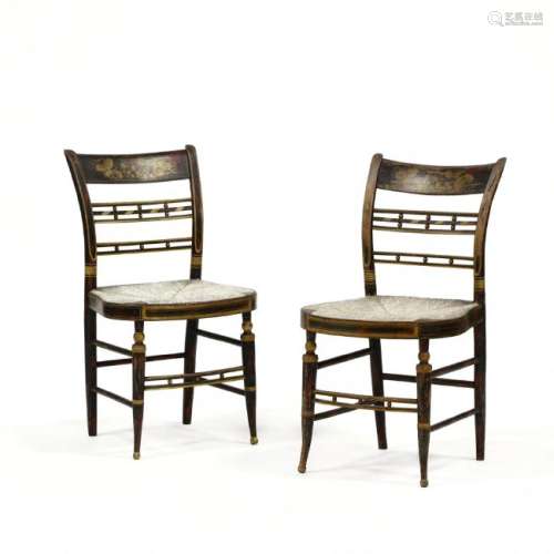 Pair of Antique Painted Hitchcock Side Chairs