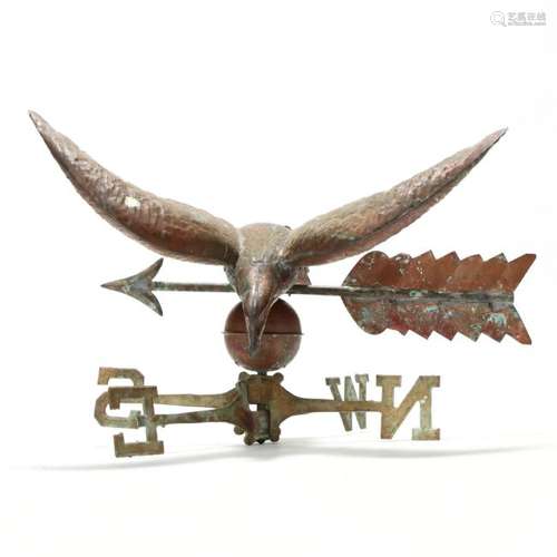 Vintage Copper Full-Bodied Eagle Weathervane