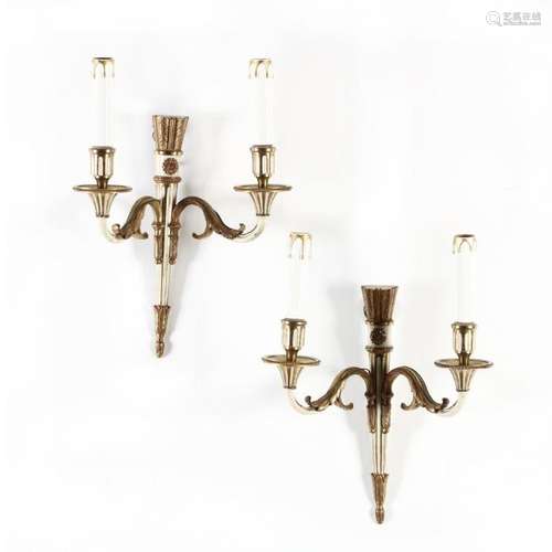 Pair of Louis XVI Style Two Stem Sconces