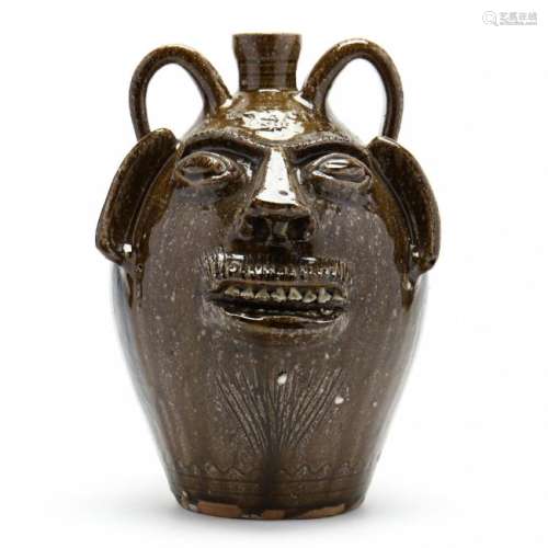 Western NC Folk Pottery Face Jug, Steve Abee