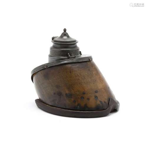 A Victorian Pewter Mounted Hoof Inkwell