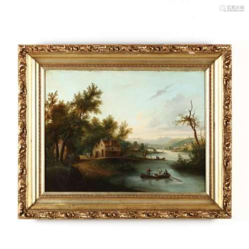 An Antique Continental School River Landscape with