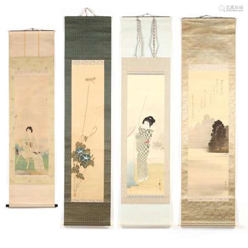 A Group of Four Japanese Hanging Scrolls