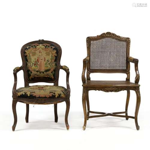 Two Vintage French Fauteuil