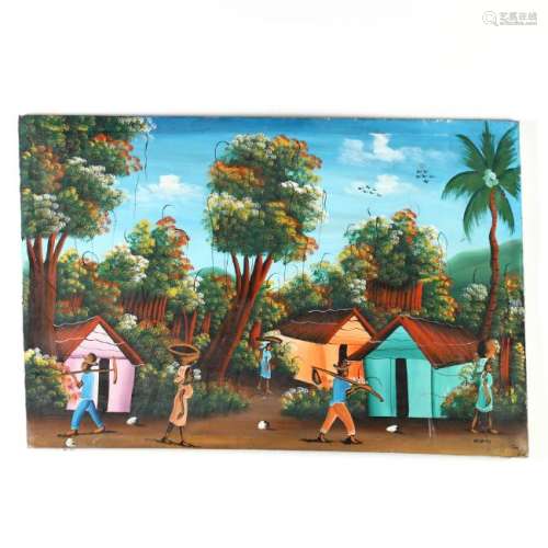Haitian School Village Scene