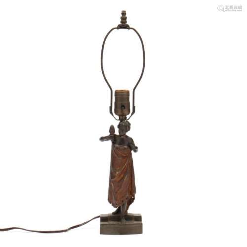 Austrian Cold Painted Figural Desk Lamp With Removable
