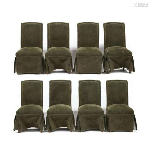 Set of Eight Over Upholstered Dining Chairs