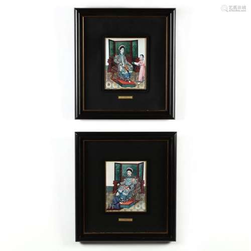 A Pair of Silk Images of a Chinese Imperial Couple with