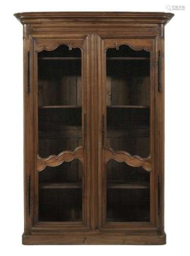 French Provincial Fruitwood Bookcase Cabinet