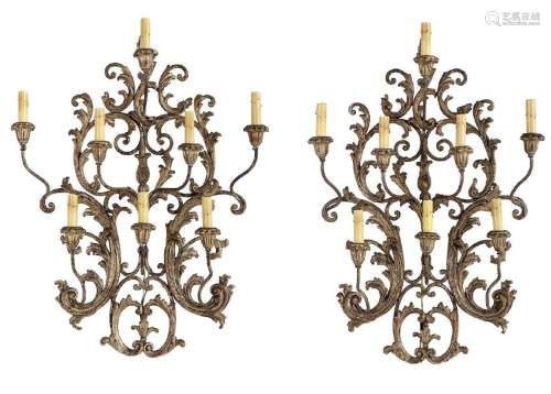 Pair of Italian Carved Giltwood Sconces