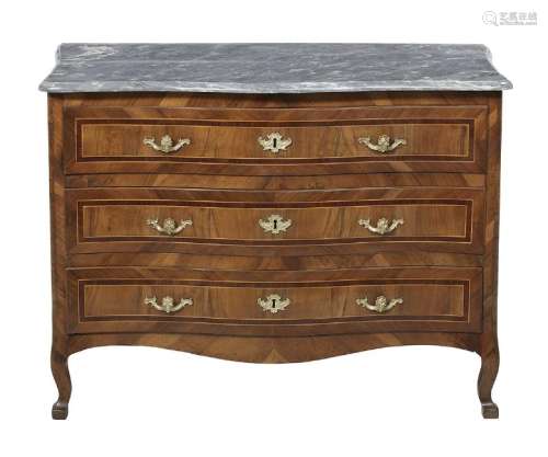 Italian Fruitwood and Marble-Top Commode