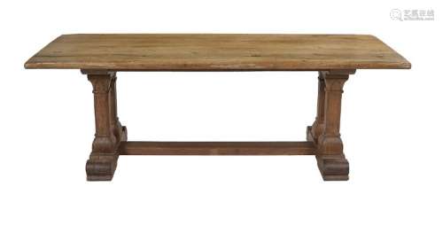 Continental Oak Trestle-Form Harvest Table