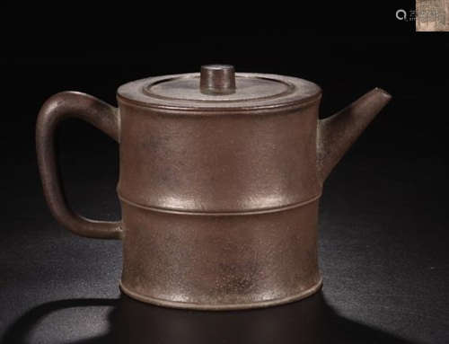 A  ZISHA CALLIGRAPHY CARVED TEAPOT