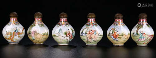 A SET OF CHINESE ZODIAC PAINTED ENAMELED SNUFF BOTTLES