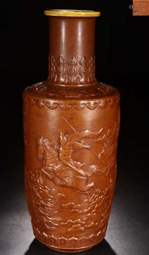 A GOURD CHARACTER STORY CARVED VASE