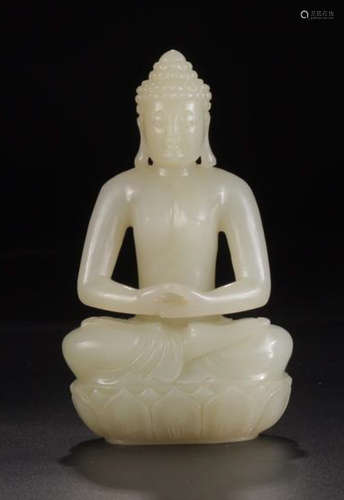 A HETIAN JADE  FIGURE OF BUDDHA