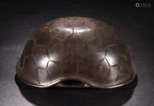 A ZITAN WOOD TURTLE SHELL SHAPED ORNAMENT