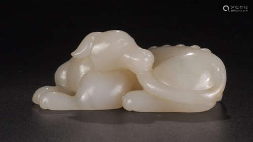 A HETIAN JADE  FIGURE OF A DOG