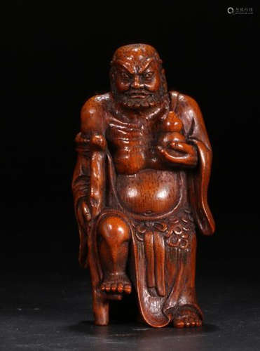 A BAMBOO BODHIHARMA  BUDDHA