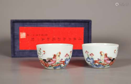 A Pair of Chinese Famille-Rose Porcelain Cups