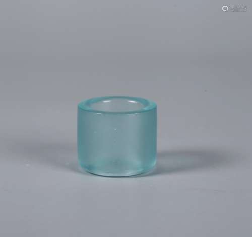 A Chinese Carved Blue Peking Glass Ring