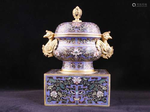 A Chinese Cloisonne Incense Burner with Cover