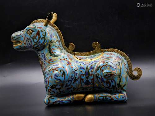 A Chinese Cloisonne Incense Burner with Horse Shape