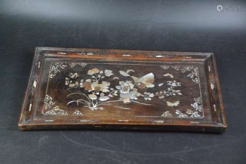 A Chinese Carved Huanghuali Incense Plate