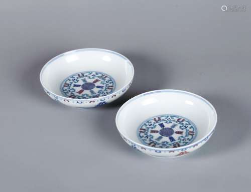 A Pair of Chinese Dou-Cai Porcelain Plates