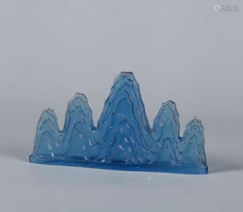 A Chinese Carved Blue Peking Glass Brush Rest