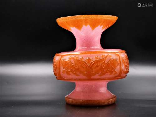 A Chinese Carved Peking Glass Vase