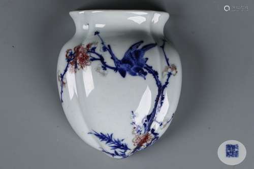 A Chinese Blue and White Porcelain Wall Vase