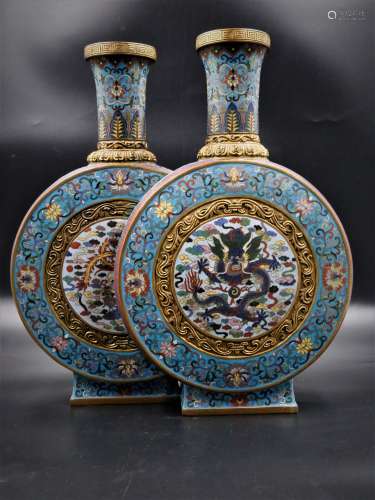A Chinese Cloisonné Double-Vase