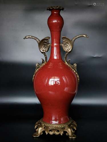 A Chinese Red Glazed Porcelain Vase