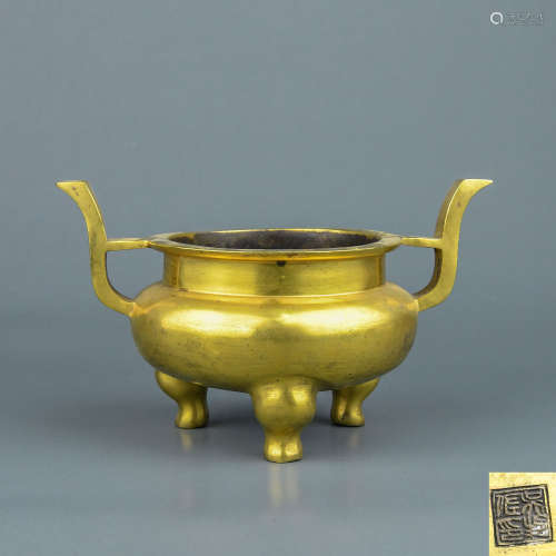 A Chinese Gilt Bronze Incense Burner