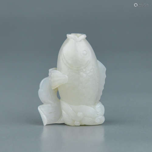 A Chinese Carved Jade Fish-Shape Snuff Bottle