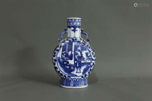 A Chinese Blue and White Porcelain Moon Flask