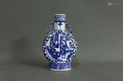 A Chinese Blue and White Porcelain Moon Flask